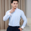 Sơ mi xanh trơn cổ but tay cufflinks- SM5020