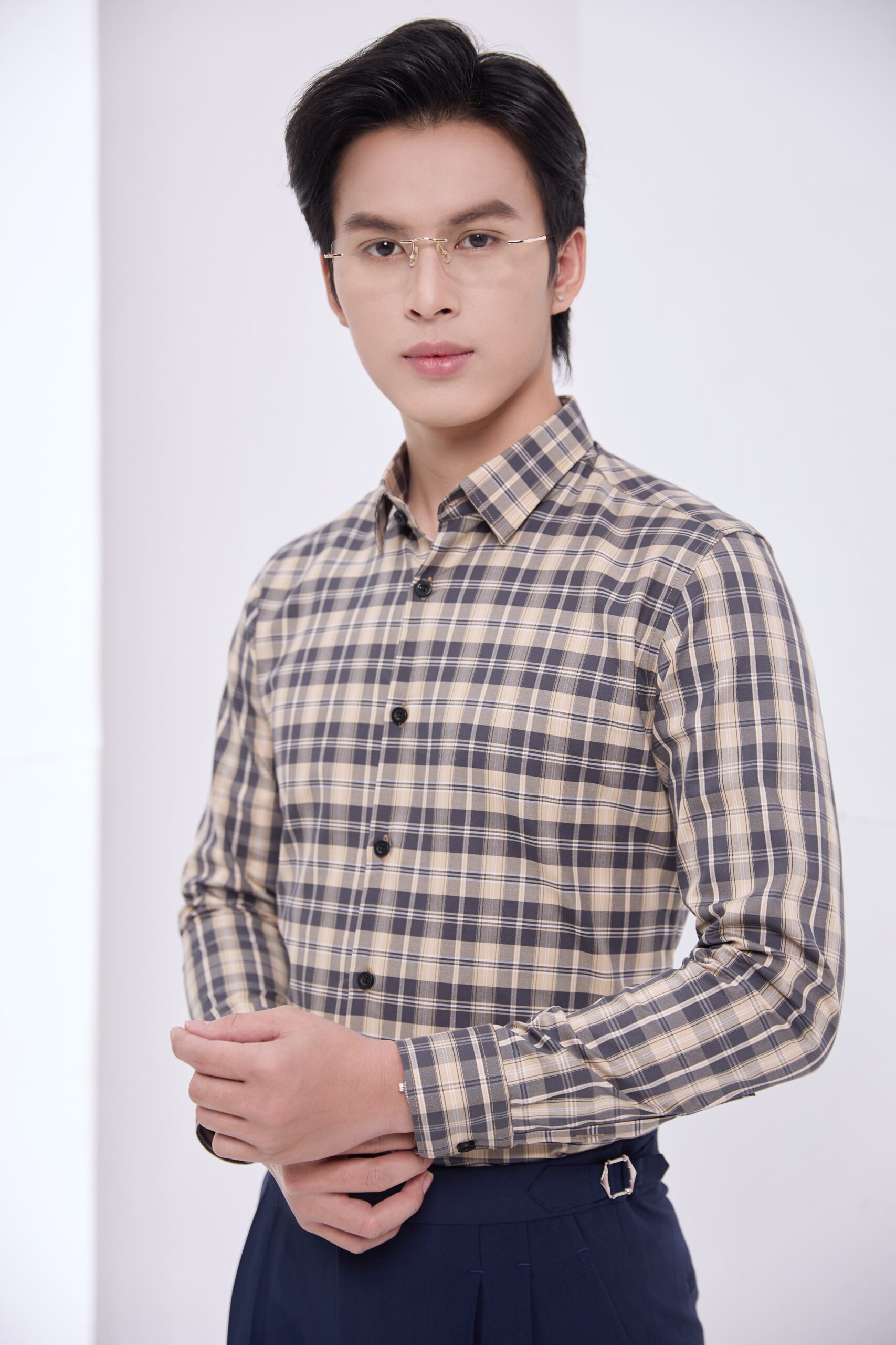 Sơ mi caro vàng- SM5014